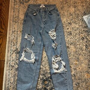 Distressed Blue Jeans